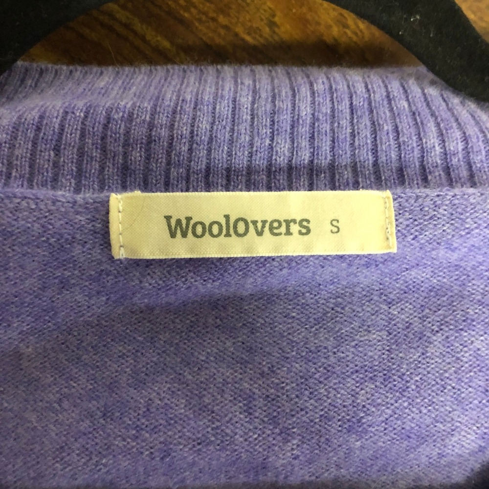 WoolOvers Womens Cashmere Merino Deep V Neck Tunic Size S Purple Quiet Luxury - Picture 7 of 12